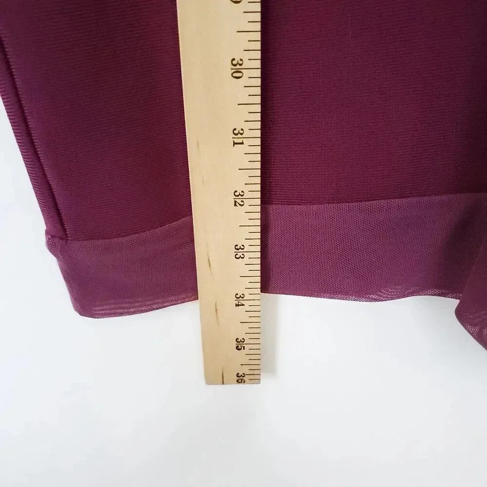 Gracia Womens Mini Bandage Dress Medium M Purple Burgundy Short Sleeve Stretchy - Picture 12 of 12